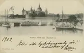 Kalmar Slott från Tullbron.
Dillbergs Bokhandel, Kalmar.
1902
Ett i allo lyckobringande år!!
Tillönskas af Ellen.