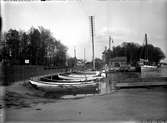 Översvämningen 1924 vid järnvägsbron.
Fotograf E Sörman.