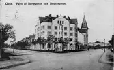 Parti av Bergsgatan och Brynäsgatan. Ett brevkort till Herr A. A. Bylund, Stockholm. Från Mimmi med texten 