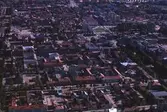 Flygbild över centrala Gävle, till höger Rådhusesplanaden upp mot Rådhuset.