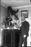 Farfar i Källsjön med uppstoppade fåglar. Foto år 1921.



