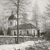 Blackstads kyrka. Foto från sydöstra sidan, taget efter avverkningen i mars 1969.