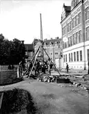 Vid mötesspåret på Södra Fältskärsgatan.