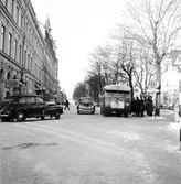 Trafikfälla, korsningen Drottninggatan - Stora Esplanadgatan.    21 januari 1951.
