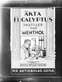 Reklam För PIX Äkta Eucalyptus pastiller med menthol.