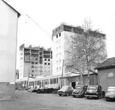 Maj 1956. Höghusbygge på Söder. Södra Kansligatan.