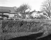 Kv. Guldsmeden. Storgatan 18, Per Lars tomt, revs 1957. Gårdsbyggnaden mot trädgårdsgatan.