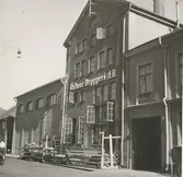 Exteriör av Kalmar Bryggeri AB, troligen under ombyggnation.