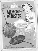 Reklam för rånjärn med allmogemönster, mars 1954

