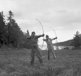 Furuviksparken invigdes pingstdagen 1936.

Nöjesfältet, badplatsen Sandvik och djurparken gjordes iordning.

Bågskytte, badplatsen Sandvik i bakgrunden







