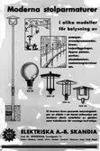Reklam för stolparmaturer från Elektriska AB Skandia.