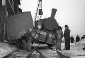 Järnvägsolycka vid hamnen. 1947. Reportage för Gefle Dagblad.
