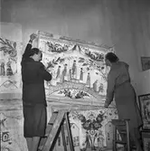 Museet, allmogeutställning öppnas. 16 juli 1953.
Allmogemåleri från länet.
