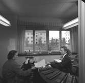 Tobaksmonopolet AB. Interiör av kontoret.                17 december 1956.