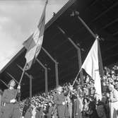 Svenska Flaggans Dag, festligheter på Strömvallen. 6 juni 1949. Beställt av Rudolf Lindgren och genom fru Palm.