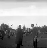Svenska Flaggans Dag festligheter på Strömvallen. 6 juni 1949.