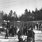 Skidtävlingar på Rödjningen. Start och målområdet