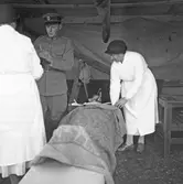 Militärbefäl och Lottakåren. Hjälper skadade