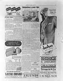En sida av Arbetarbladet Tisdagen den 12 oktober 1943. Bland annat reklam för klädaffärer