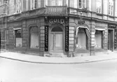 Guldsmedsaffär. Hovjuvelarae E. Johansson, Nygatan 37, Gävle. 1 juni 1946.