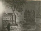 Väggmålning i avträdet på Fredriksbergs herrgård.