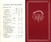 Matsedel från Berns restauranger. 22/7 1955. Fram och utsidan. 