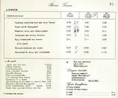 Matsedel från Berns restauranger. 22/7 1955. Insidan. 