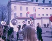 Första majtåg med blåsorkester i Västervik.