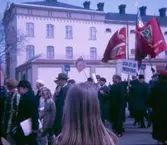 Första maj, med demonstration mot Vietnamkriget vid Fängelsetorget i Västervik.