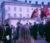 Första maj, med demonstration mot Vietnamkriget vid Fängelsetorget i Västervik.