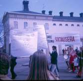 Första majdemonstration i Västervik 1971.