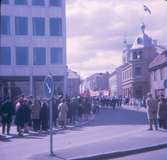 Första majdemonstration i Västervik 1975.