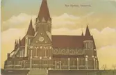 Vykort med motiv av Sankt Petri kyrka i Västervik.