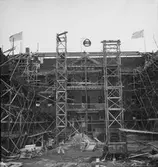 Taklagsfest vid Gävle Museum (nuv Länsmuseet Gävleborg) under byggnadsskedet 1938-40.
