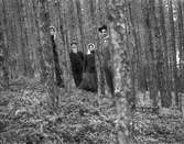 Fyra personer i skog.