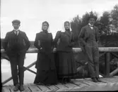 Två män och två kvinnor på bro.