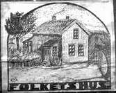 Teckning av Folkets Hus Vänersborg av Karl Nordberg.