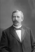 Smidesfabrikör N. August Ekberg (född 28 augusti 1866). Ordförande i Gävle Hantverksförening. Stadsfullmäktig.