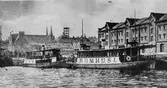 Bomhusbåtarna vid Skeppsbron i Gävle 1906.
