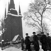 Jordfästning av de omkomna vid Ställdalsolyckan.
23 januari 1956.