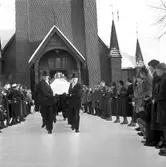 Jordfästning av de omkomna vid Ställdalsolyckan.
23 januari 1956.