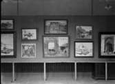 Ramade målningar på skärmar. Utställningsplåtar 1925.
