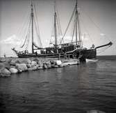 Träskutor vid bryggan.