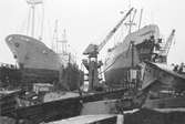 Ekensbergs varv 1970; i lilla respektive stora dockan  lastmotorfartygen TONNA (till v) och BECKY (till h)