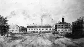 Gävle i början av 1800-talet. Akvarell ägd av P. Elfstrand.
