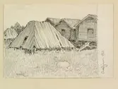 Lappland, Piteå lappmark, Arvidsjaurs sn., Lappstaden. Teckning av Ferdinand Boberg