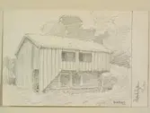 Västmanland, Nora bergslag, Linde landsförsamling, Öskebohyttan. Teckning av Ferdinand Boberg.