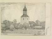 Dalarna, Hedemora kyrka. Teckning av Ferdinand Boberg