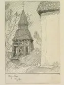 Teckning av Ferdinand Boberg. Hälsingland, Bjuråkers kyrka