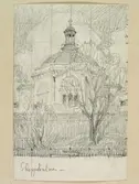 Teckning av Ferdinand Boberg. Stockholm, Norrmalm, Skeppsholmen, Skeppsholmskyrkan
